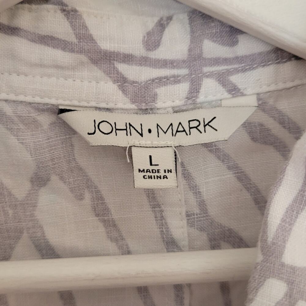 John Mark Printed Linen Button Front Top - image 3